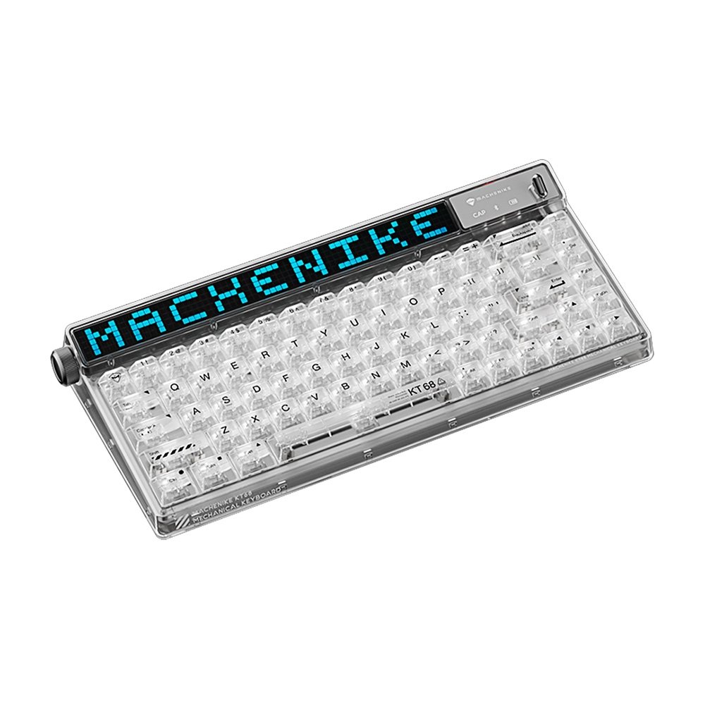 Teclado Mecânico Gamer Machenike KT68-B68W Pro, 65%, Switch ( Balão.info) Pole Linear, Tri-Mode com Tela LED, RGB, Branco - KT68 PRO RGB WH - foto 3