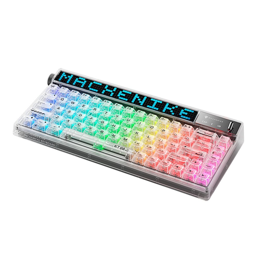 Teclado Mecânico Gamer Machenike KT68-B68W Pro, 65%, Switch ( Balão.info) Pole Linear, Tri-Mode com Tela LED, RGB, Branco - KT68 PRO RGB WH - foto 4