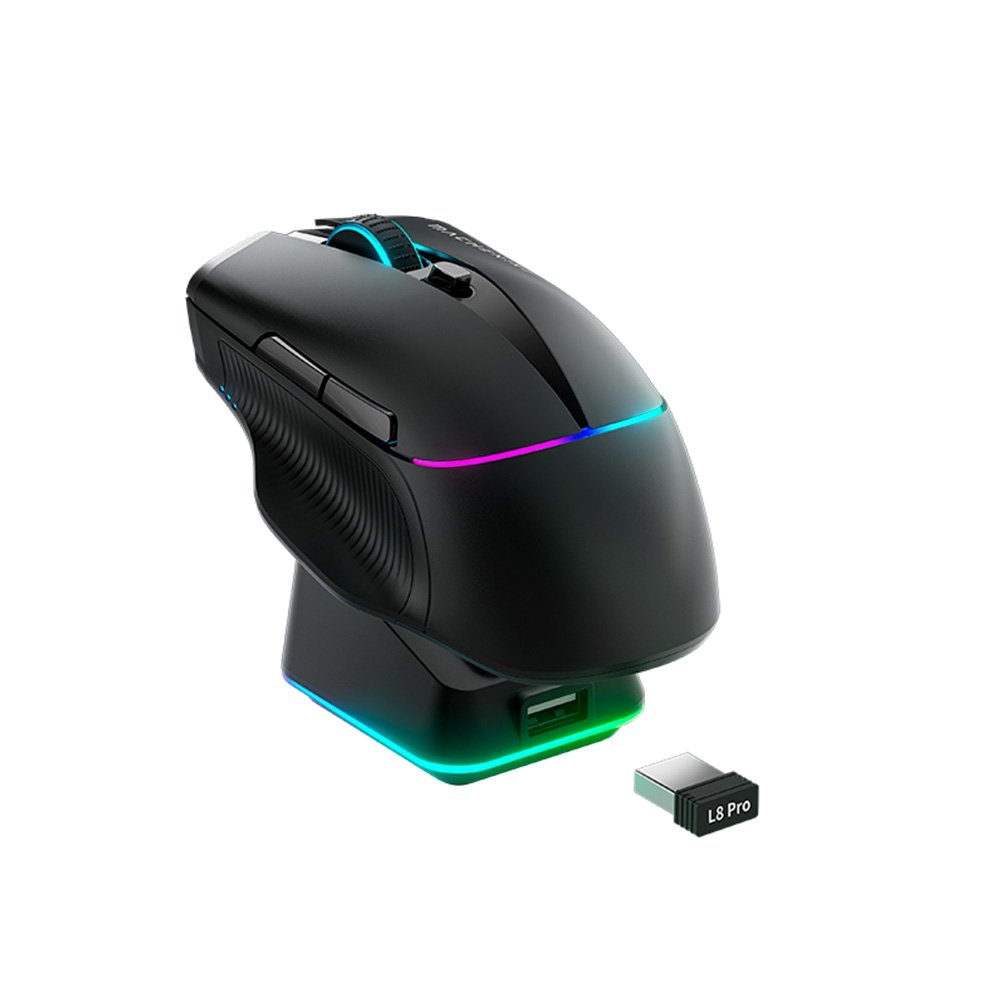 Mouse gamer Machenike L8 pro, RGB, Support 8K, 2.4GHz Wireles + DOCK RGB, Carregamento Sem Fio, Preto - JJ02G3006 Mouse gamer Machenike L8 pro, RGB, Support 8K, 2.4GHz Wireles + DOCK RGB, Carregamento Sem Fio, Preto - JJ02G3006