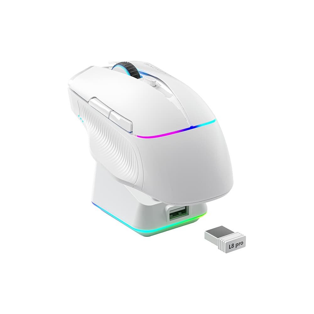 Mouse gamer Machenike L8 pro, RGB, Support 8K, 2.4GHz Wireles + DOCK RGB, Carregamento Sem Fio, Branco - JJ02G3006 - view 8