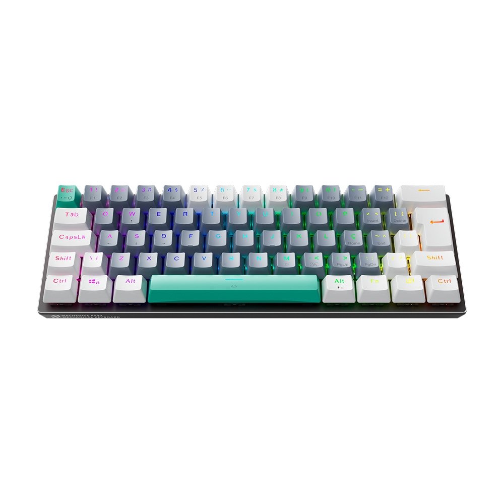 Imagem 5 de 9 do produto Teclado Mecânico Gamer Machenike K500-B61, RGB Switch Blue, HotSwap, C/Fio, PT-BR, Cinza e Branco