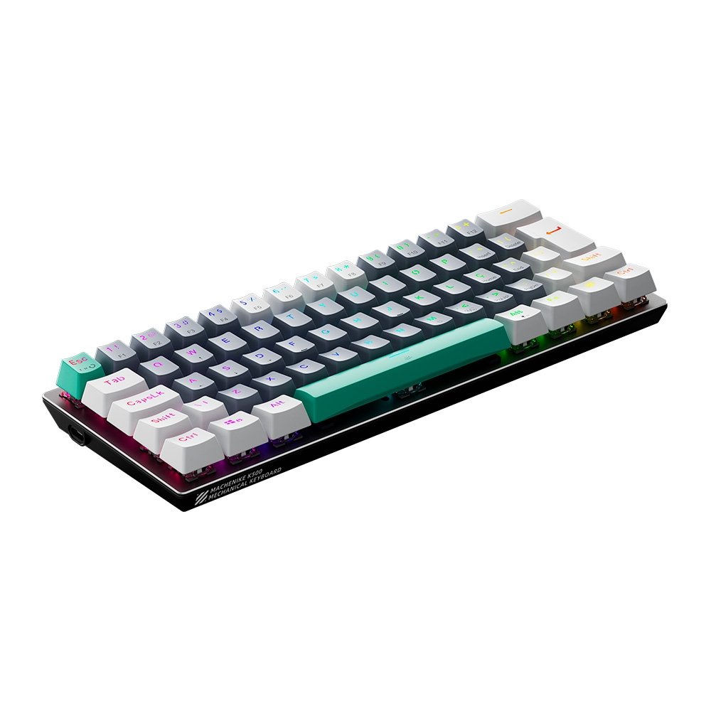 Imagem 8 de 9 do produto Teclado Mecânico Gamer Machenike K500-B61, RGB Switch Blue, HotSwap, C/Fio, PT-BR, Cinza e Branco