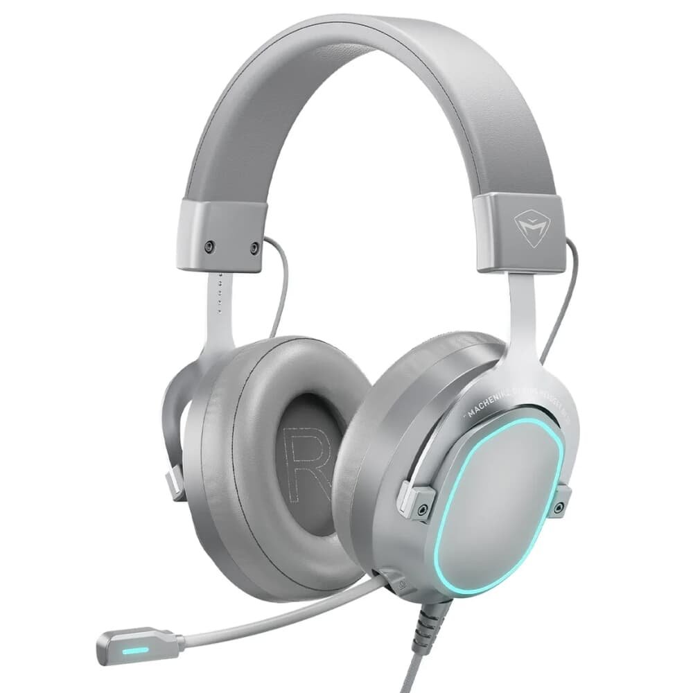 Headset Gamer Machenike GX30 com Drivers Duplos 50mm+13mm, Som Surround 7.1 2ª Geração, Unidade Estéreo Personalizada, Microfone Retrátil Omnidirecional, Cinza - JJ02G1001