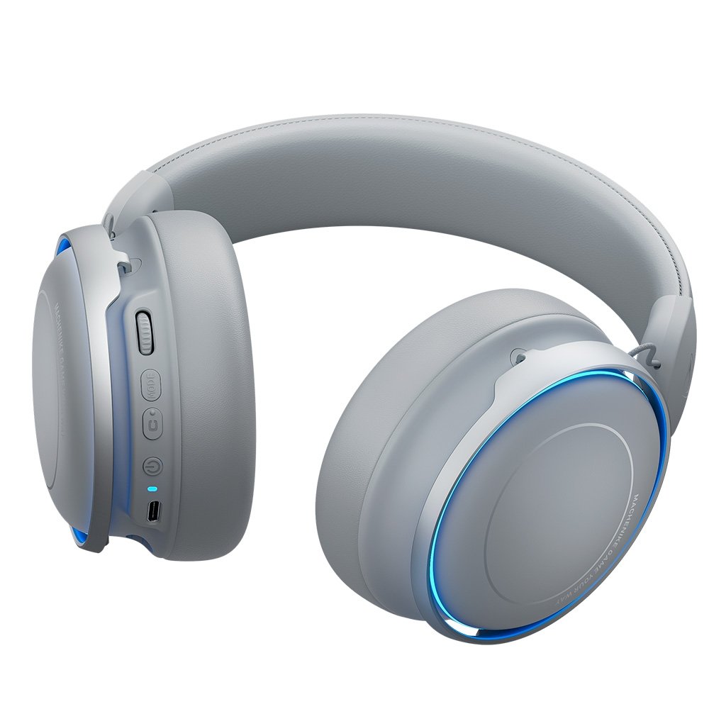 Imagem 3 de 6 do produto Headset Gamer Machenike GX60 Bluetooth 5.4, Som Surround 7.1, Drivers 53mm, Wireless 2.4Ghz 15ms, ANC -48dB, Bateria 98hrs, LED Azul Gelo - Cinza