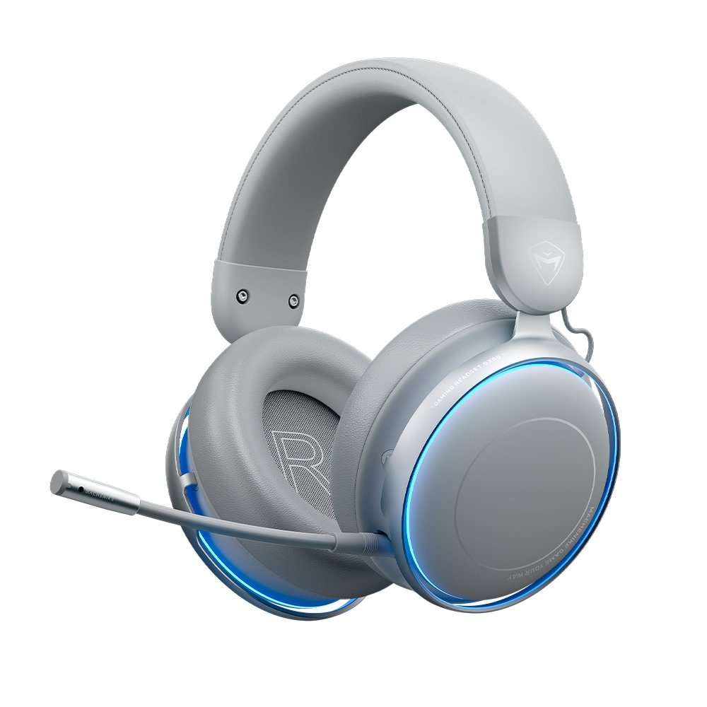 Imagem 4 de 6 do produto Headset Gamer Machenike GX60 Bluetooth 5.4, Som Surround 7.1, Drivers 53mm, Wireless 2.4Ghz 15ms, ANC -48dB, Bateria 98hrs, LED Azul Gelo - Cinza