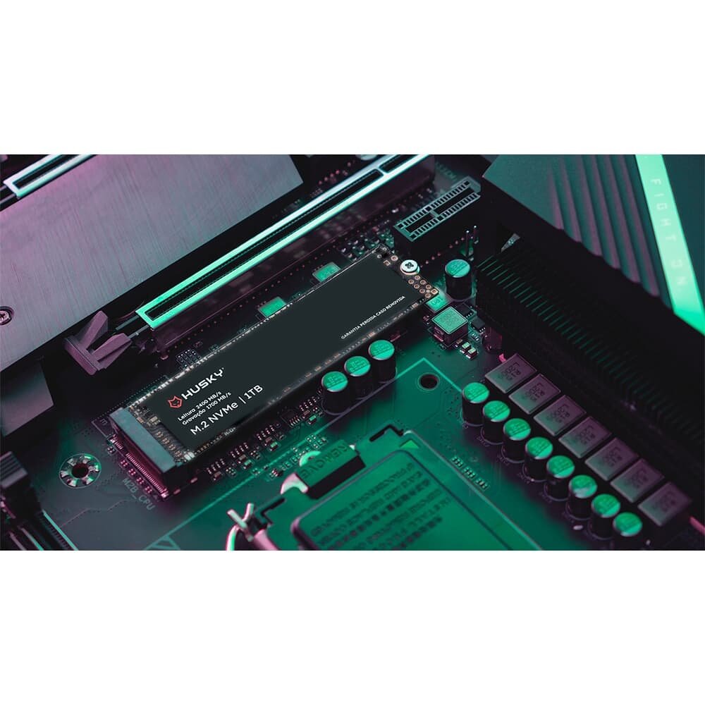SSD PCIe Husky ThunderBoost, 1TB, M.2 NVMe, Leitura 2400MB/s, Gravação 1700MB/s, Preto - HSSD0021000 SSD PCIe Husky ThunderBoost, 1TB, M.2 NVMe, Leitura 2400MB/s, Gravação 1700MB/s, Preto - HSSD0021000