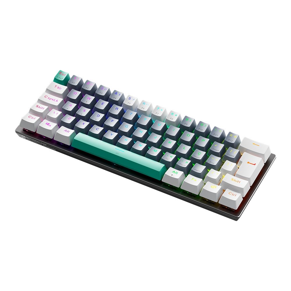 Teclado Mecânico Gamer Machenike K500-B61, RGB Switch Red, HotSwap, C/Fio, PT-BR, Cinza e Branco