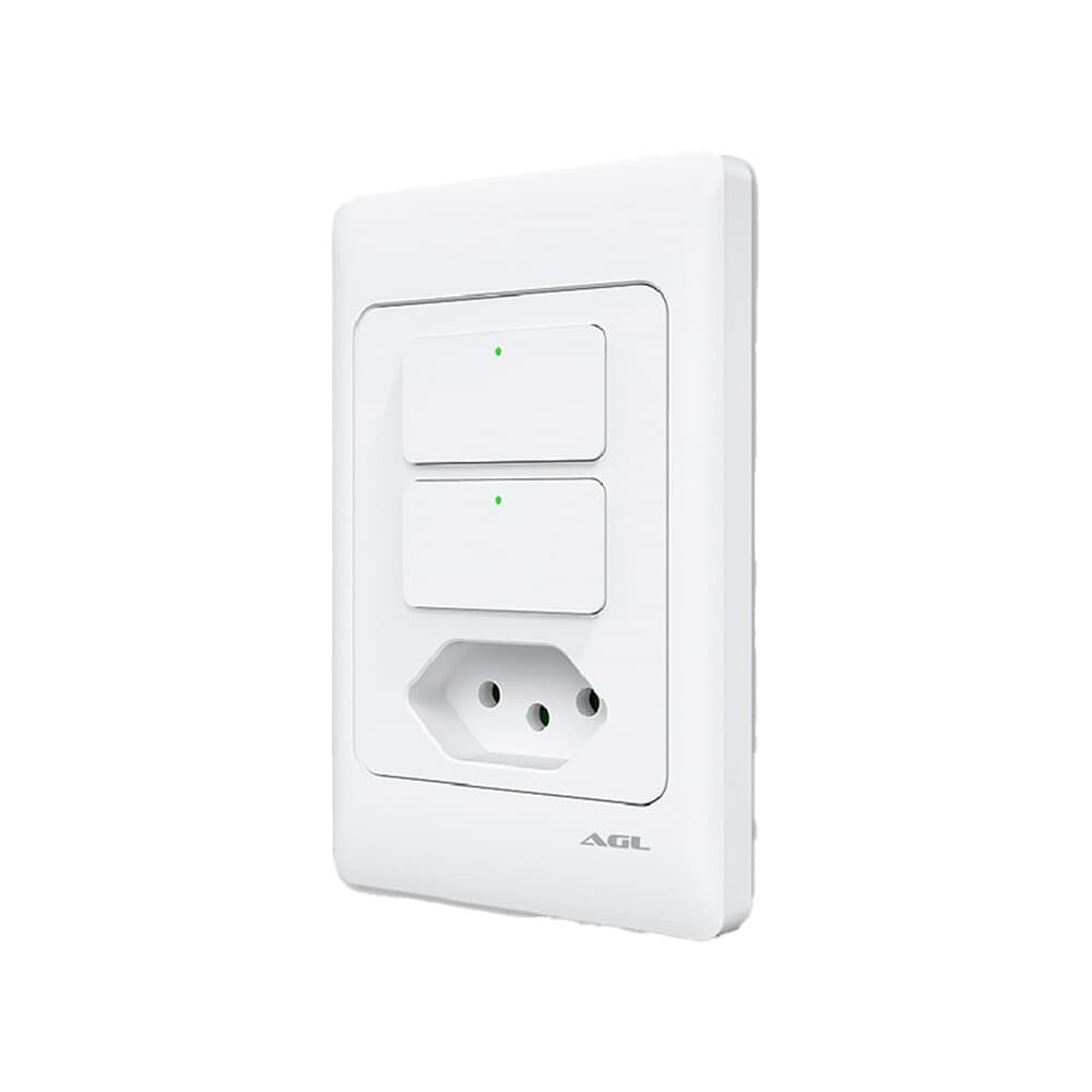 Interruptor Smart AGL KS825, Wi-Fi, Bivolt, Tomada e Interruptor Tecla, Branco - 1106166 - view 2