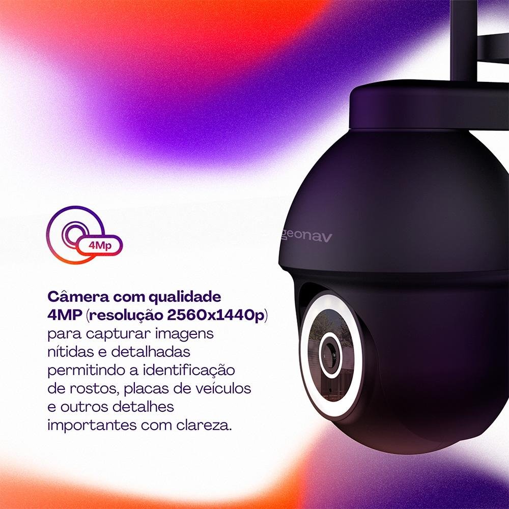 Câmera Inteligente Geonav Externa 360 Graus, PTZ, Wi-Fi BK - view 3