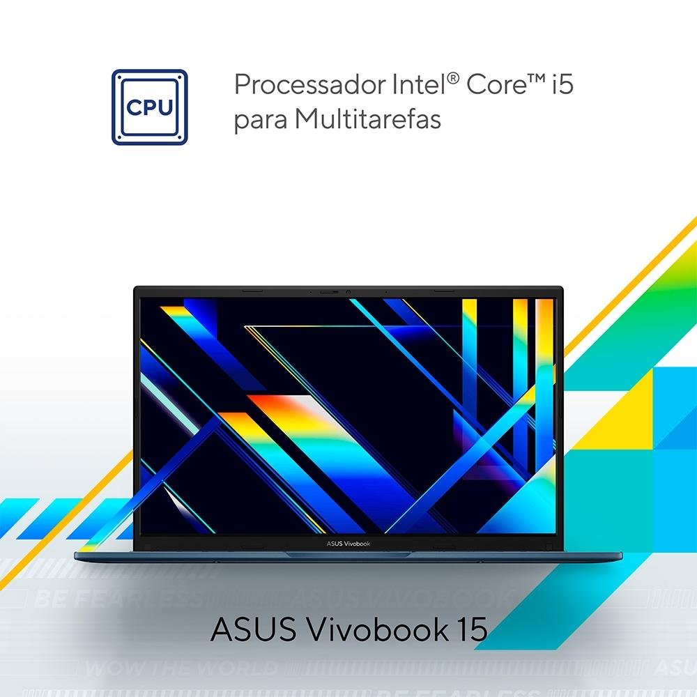 Imagem 4 de 17 do produto Notebook ASUS Vivobook 15, Intel Core i5 1235U, 8GB RAM, SSD 256GB, 15.6", KeepOS, Quiet Blue, X1504ZA-NJ982