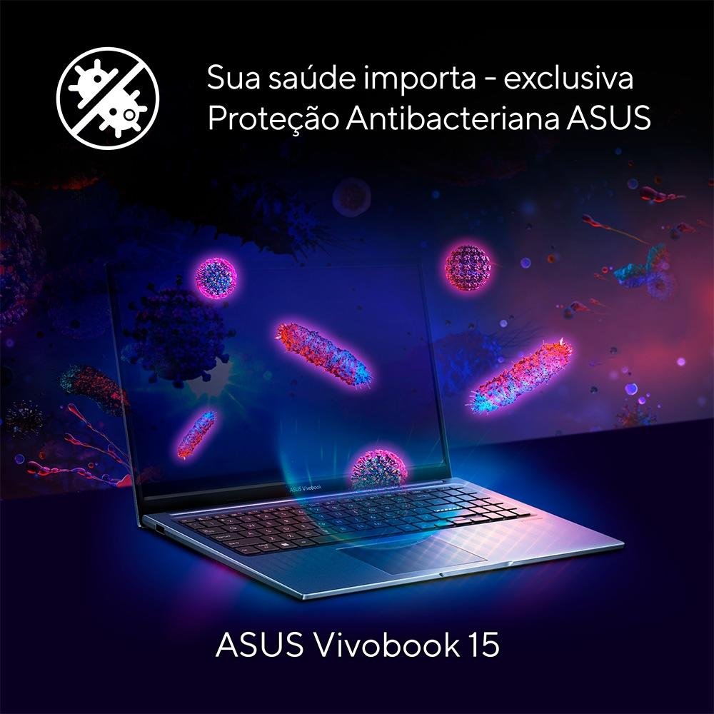 Imagem 7 de 17 do produto Notebook ASUS Vivobook 15, Intel Core i5 1235U, 8GB RAM, SSD 256GB, 15.6", KeepOS, Quiet Blue, X1504ZA-NJ982