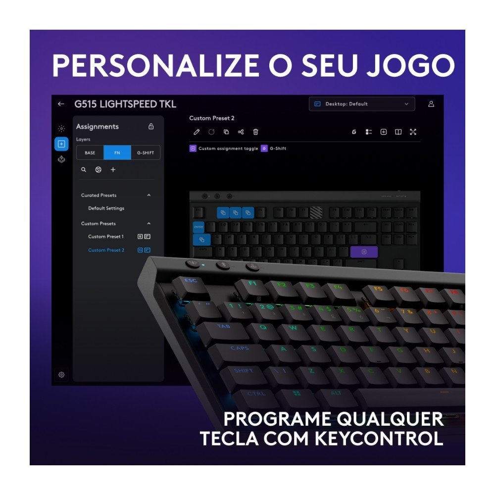 Teclado Sem Fio Mecânico Gamer ( Balão.info) G515, RGB, Bluetooth, com Design TKL,Tecnologia ( Balão.info), Preto - 920-( Balão.info - foto 7