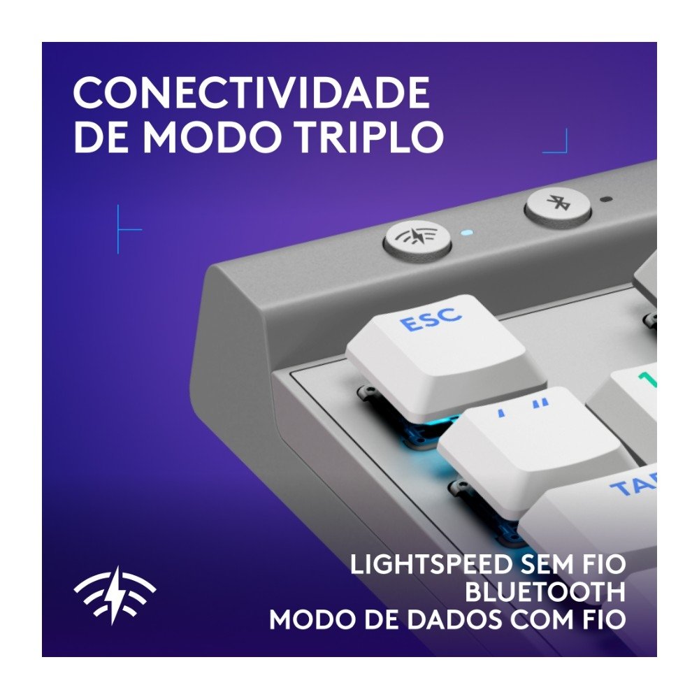 Teclado Sem Fio Mecânico Gamer ( Balão.info) G515, RGB, Bluetooth, com Design TKL,Tecnologia ( Balão.info), Branco - 920-( Balão.info - foto 5