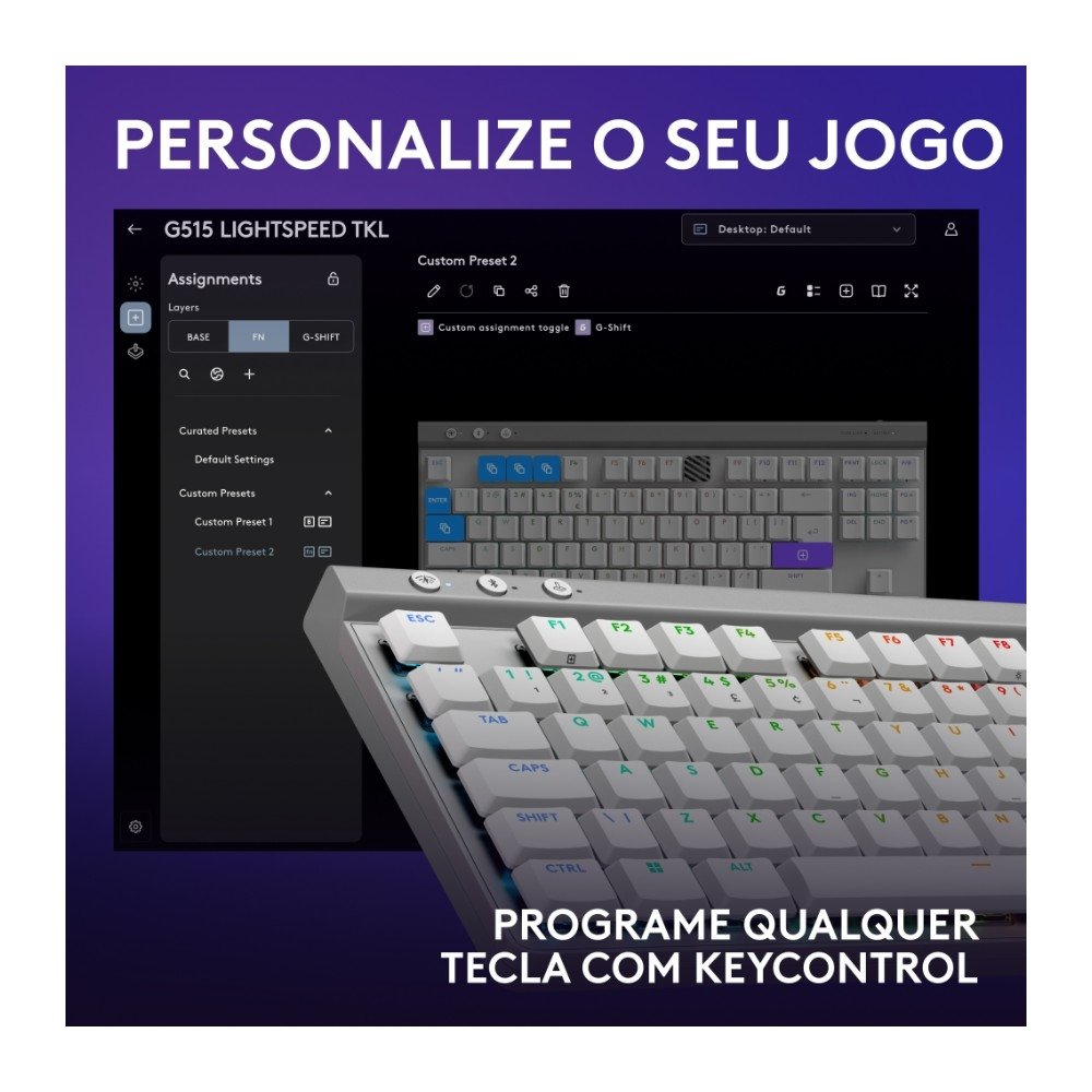 Teclado Sem Fio Mecânico Gamer ( Balão.info) G515, RGB, Bluetooth, com Design TKL,Tecnologia ( Balão.info), Branco - 920-( Balão.info - foto 7
