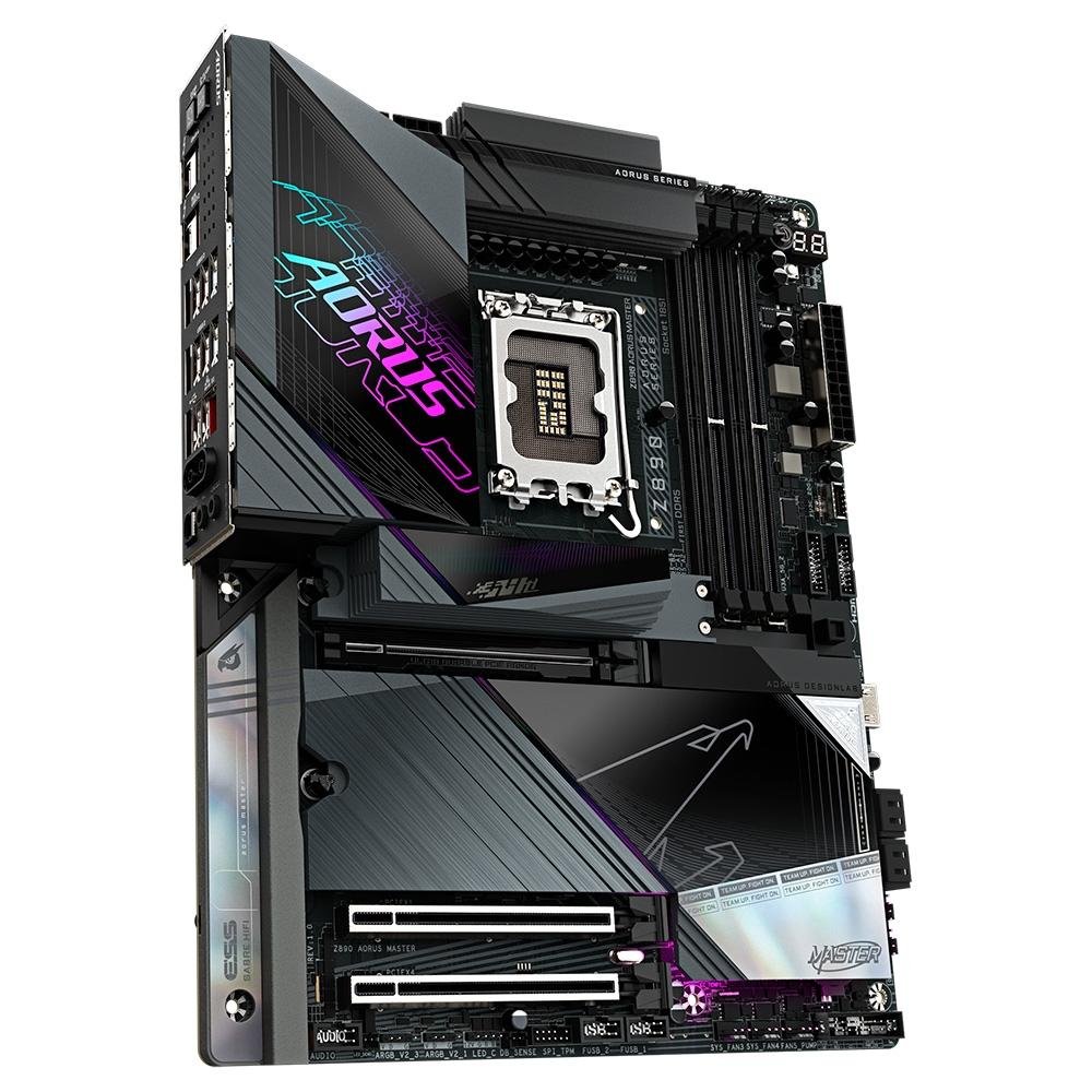 Placa-Mãe Gigabyte Z890 AORUS MASTER, Intel, ATX, DDR5, RGB, Wi-Fi 7, Bluetooth, Preto - Z890 AORUS MASTER Placa-Mãe Gigabyte Z890 AORUS MASTER, Intel, ATX, DDR5, RGB, Wi-Fi 7, Bluetooth, Preto - Z890 AORUS MASTER
