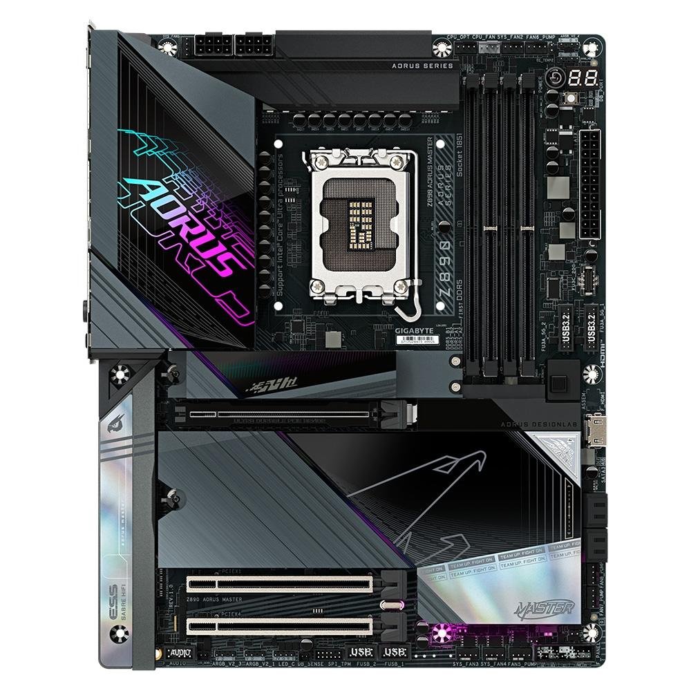 Placa-Mãe Gigabyte Z890 AORUS MASTER, Intel, ATX, DDR5, RGB, Wi-Fi 7, Bluetooth, Preto - Z890 AORUS MASTER 4