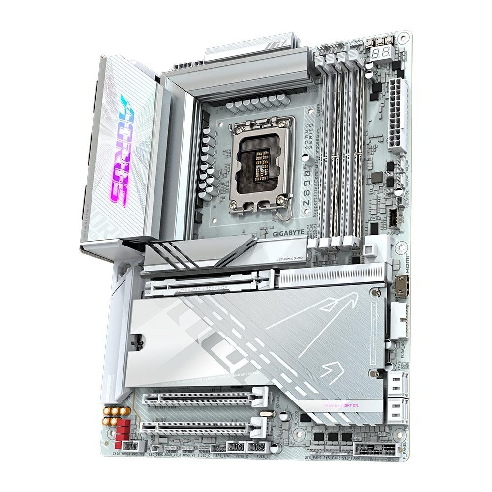 Imagem 4 de 7 do produto Placa-Mãe Gigabyte Z890 AORUS PRO ICE, Intel, ATX, DDR5, RGB, Wi-Fi 7, Bluetooth, Branco- Z890 AORUS PRO ICE