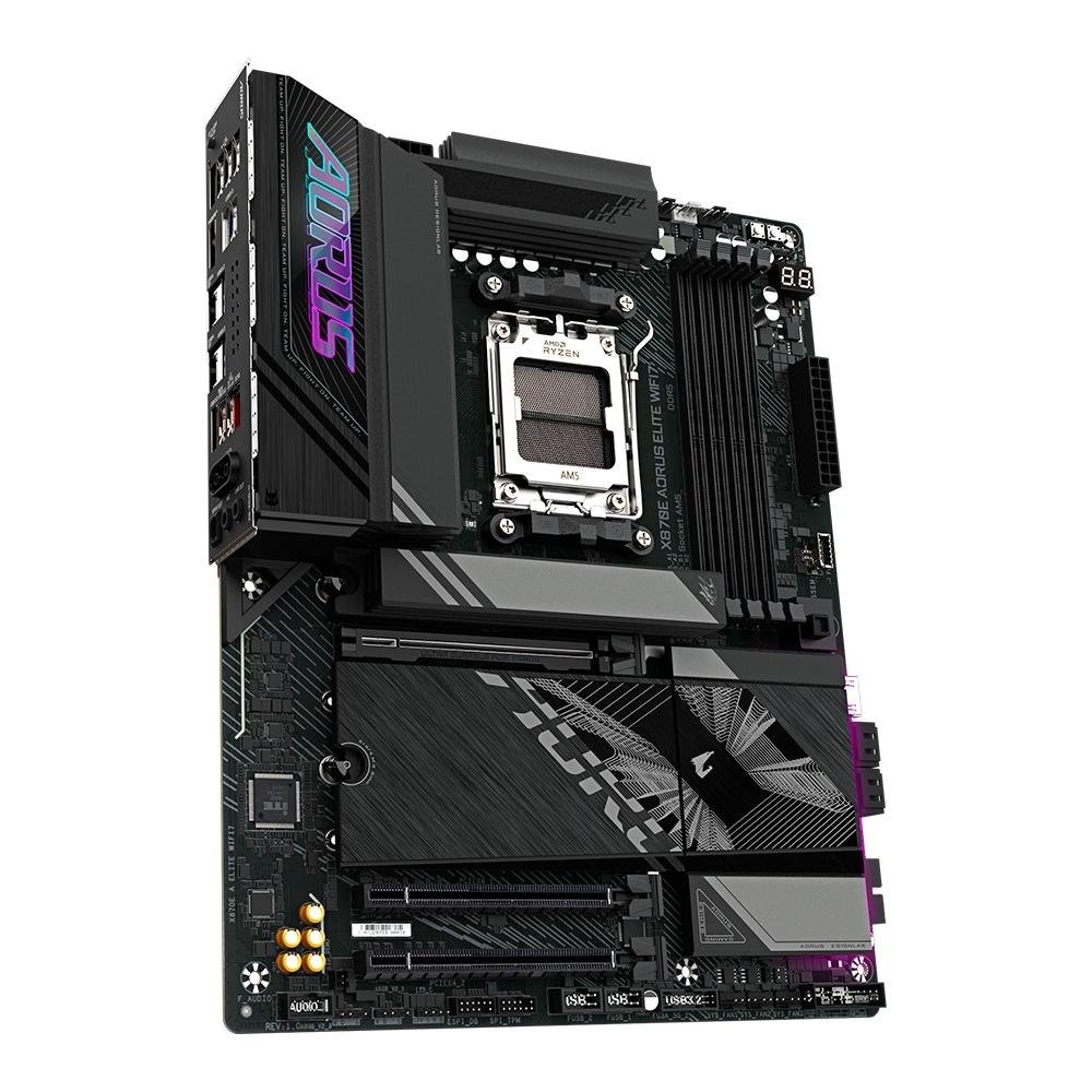 Imagem 3 de 6 do produto Placa-Mãe Gigabyte X870E AORUS ELITE WIFI7, AMD AM5, ATX, DDR5, LED RGB, Bluetooth, Wi-Fi 7, Preto - X870E A ELITE WIFI7