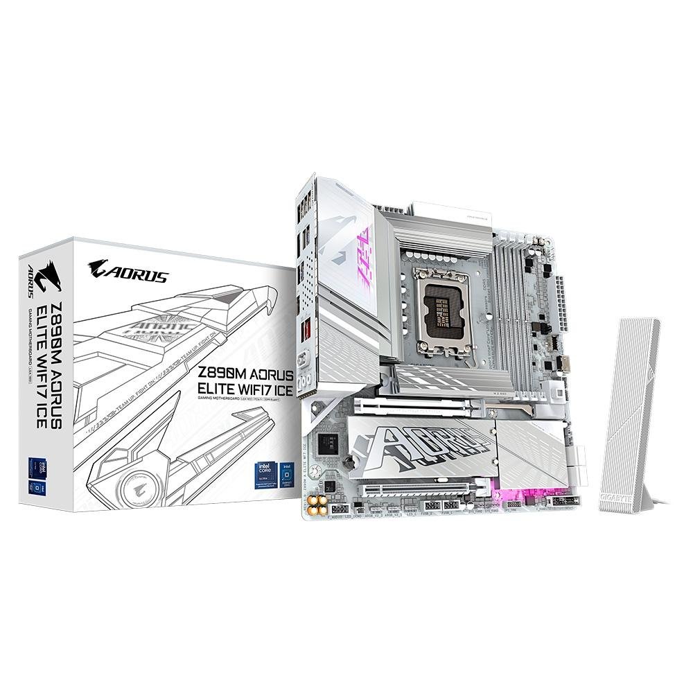 Placa-Mãe Gigabyte Z890M AORUS ELITE WIFI7 ICE, Intel, mATX, DDR5, RGB, Wi-Fi 7, Bluetooth, Branco - Z890M A ELITE WF7 ICE 10