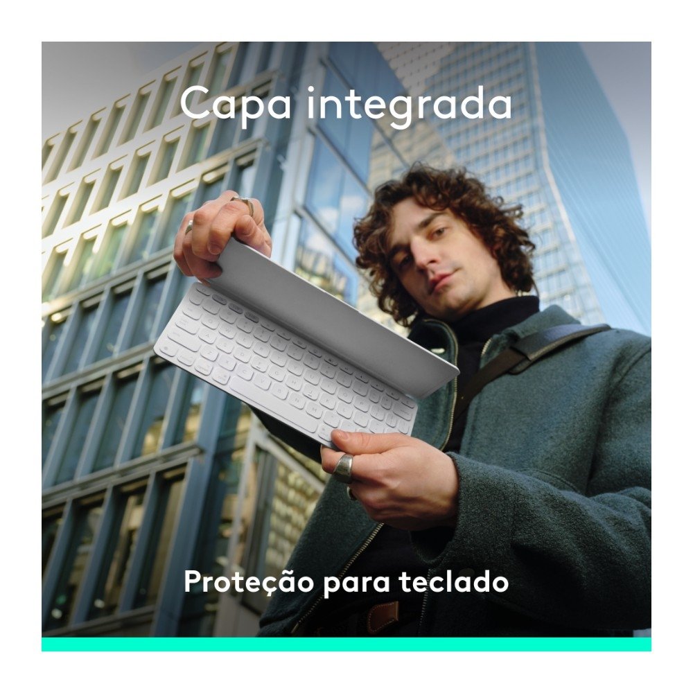 Imagem 3 de 9 do produto Teclado Sem Fio Logitech Keys-To-Go 2, Bluetooth, para Tablets, macOs, Windows, Capa Integrada, Claro - 920-012919