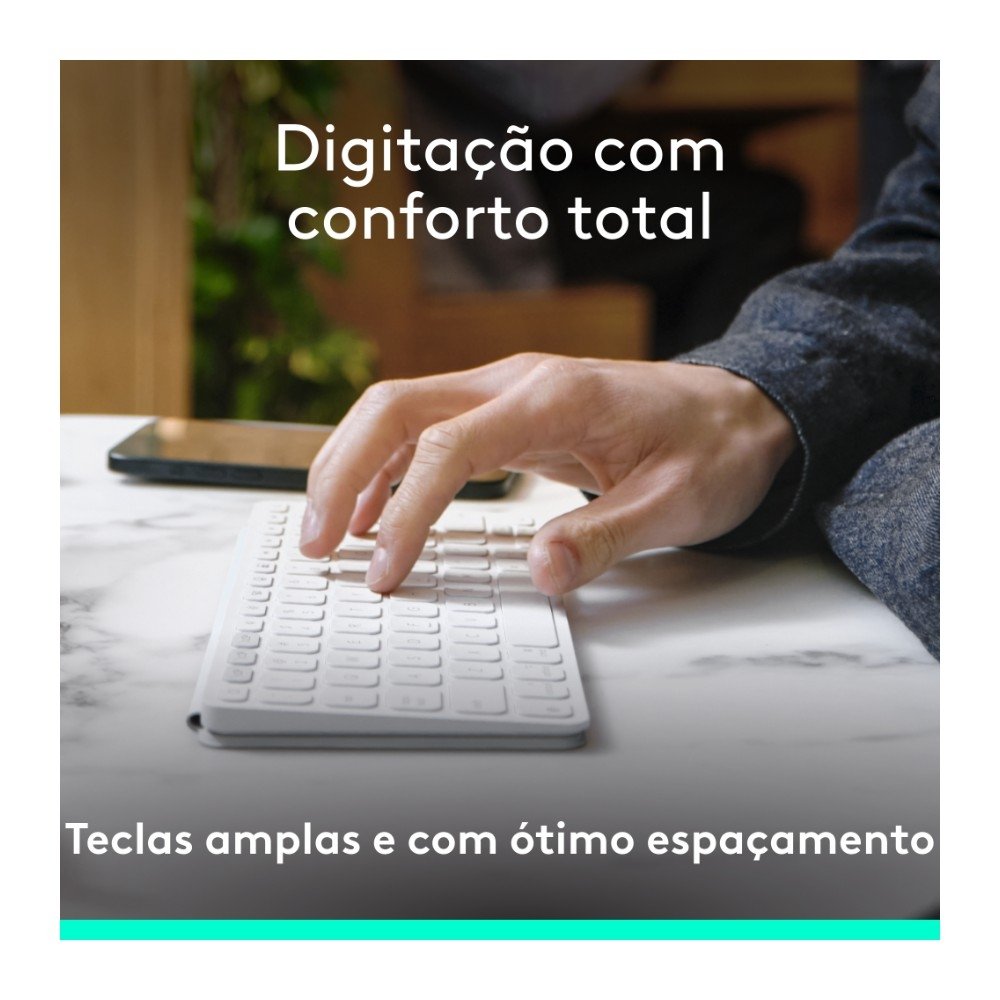 Imagem 4 de 9 do produto Teclado Sem Fio Logitech Keys-To-Go 2, Bluetooth, para Tablets, macOs, Windows, Capa Integrada, Claro - 920-012919