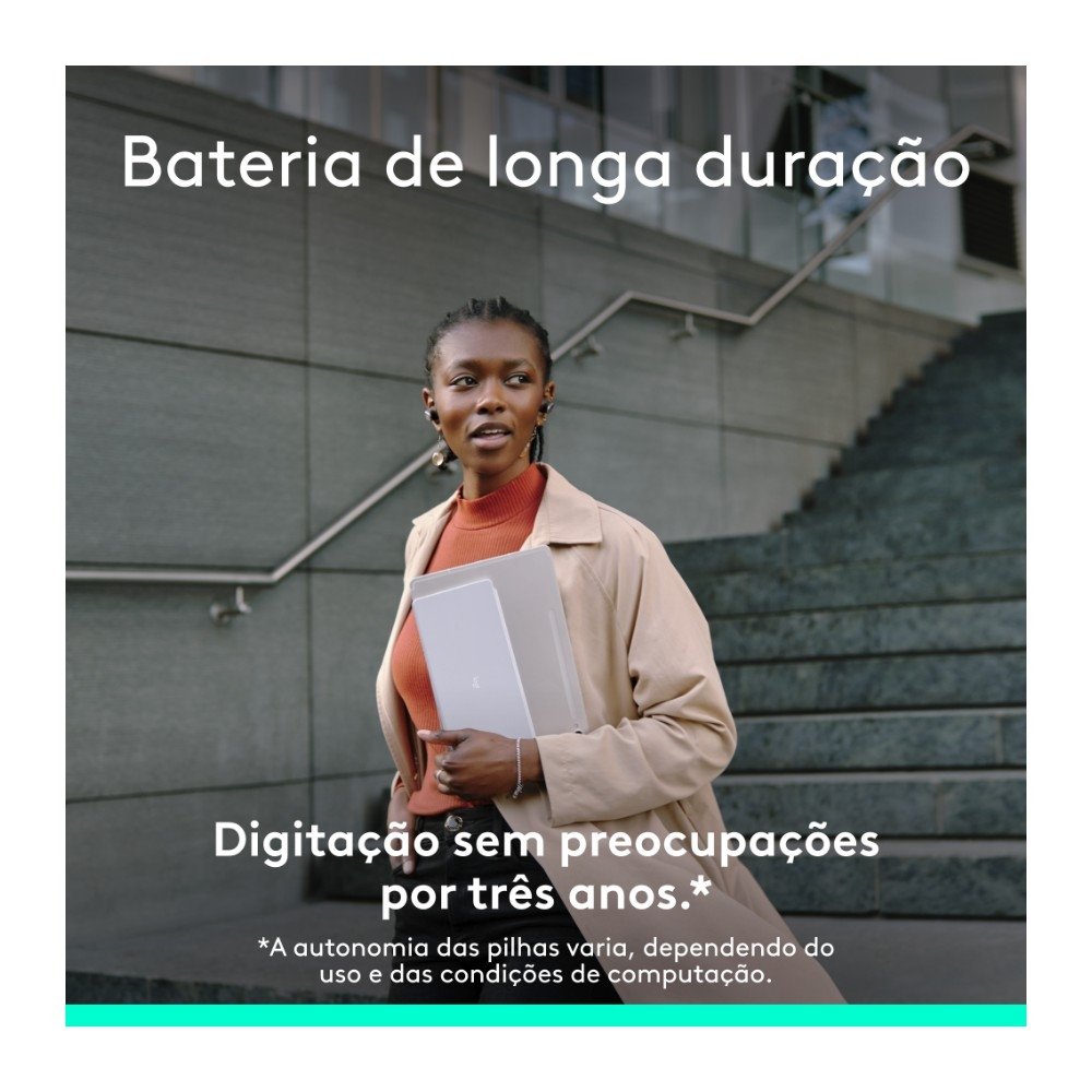 Imagem 8 de 9 do produto Teclado Sem Fio Logitech Keys-To-Go 2, Bluetooth, para Tablets, macOs, Windows, Capa Integrada, Claro - 920-012919