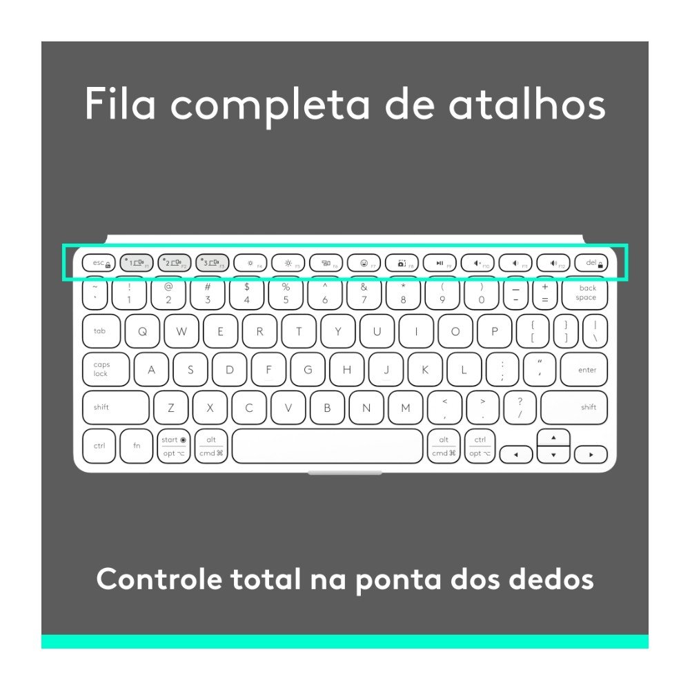Imagem 9 de 9 do produto Teclado Sem Fio Logitech Keys-To-Go 2, Bluetooth, para Tablets, macOs, Windows, Capa Integrada, Claro - 920-012919