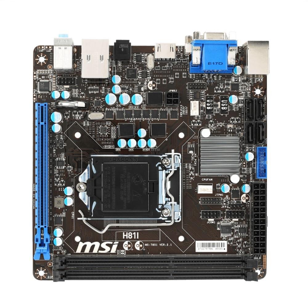 Placa-Mãe MSI p/ Intel LGA 1150 Mini ITX H81I, 2xDDR3, SATA III, HDMI, DVI VGA, USB 3.0 Placa-Mãe MSI p/ Intel LGA 1150 Mini ITX H81I, 2xDDR3, SATA III, HDMI, DVI VGA, USB 3.0