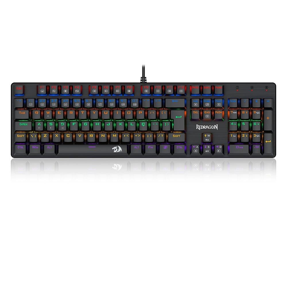 Teclado Mecânico Gamer Redragon Valheim Rainbow, Switch Brown, ABNT2, Preto - K608-R (PT-BROWN)