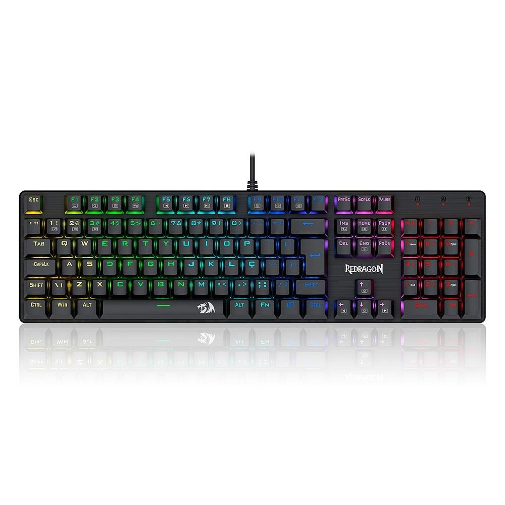 Teclado Mecânico Gamer Redragon Sindri, Rainbow, Preto - K671 (PT-BROWN)