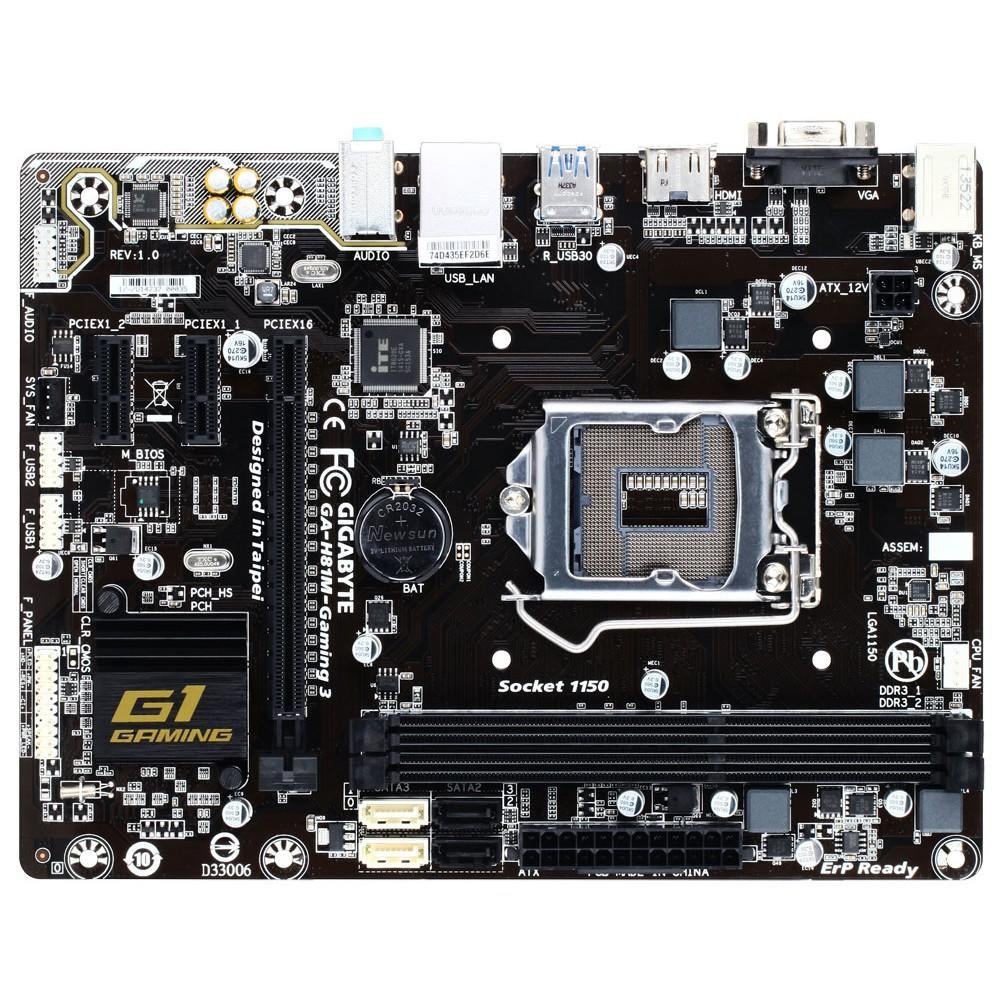Imagem 2 de 5 do produto Placa-Mãe GIGABYTE p/ Intel LGA 1150 mATX GA-H81M-GAMING 3, DDR3, HDMI, VGA, UEFI BIOS, High Definition Audio,SATA 6Gb/s ,USB 3.0