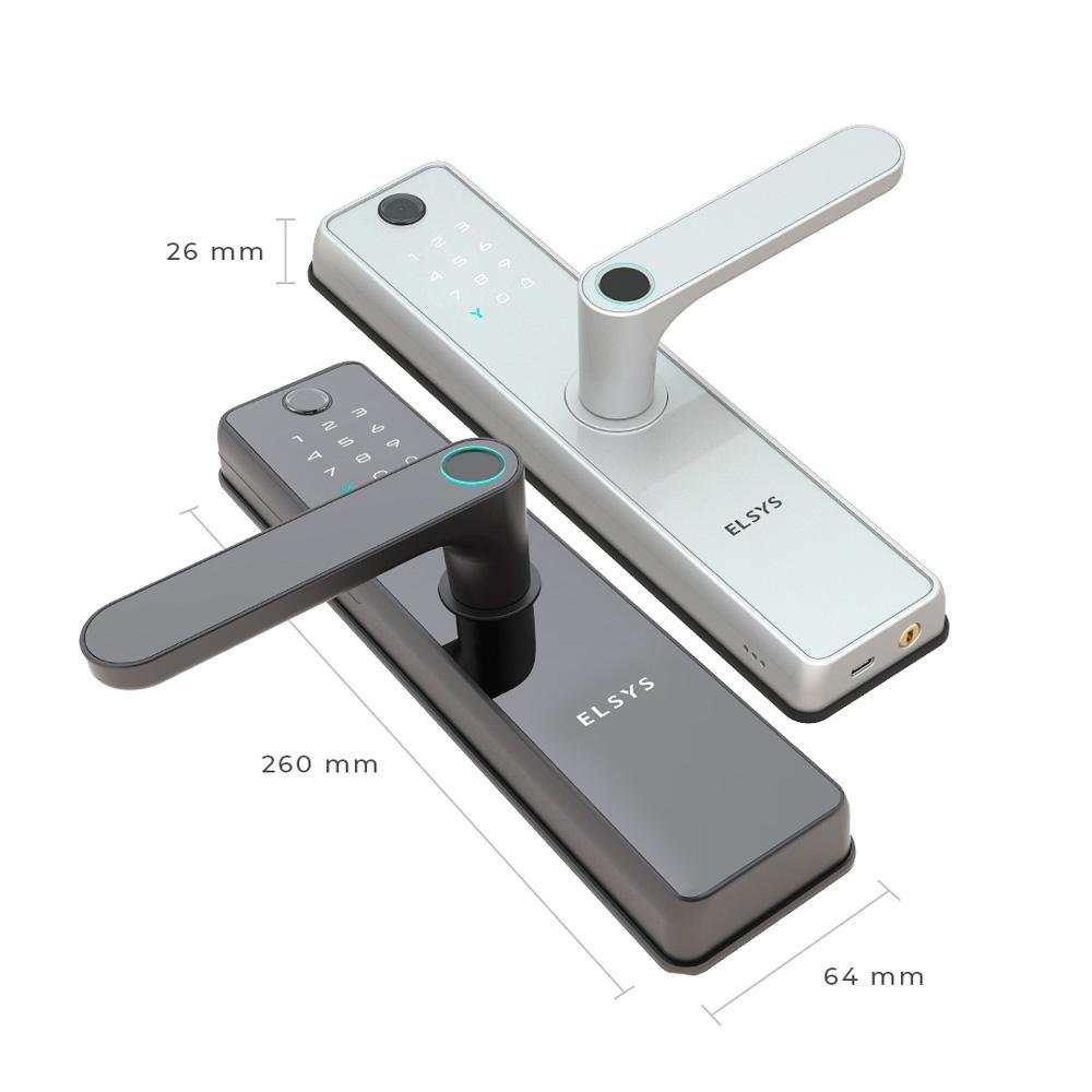 Fechadura Digital de Embutir Elsys, Wi-Fi, Biometria, Câmera, Prata - ESF-DE5100I - view 3