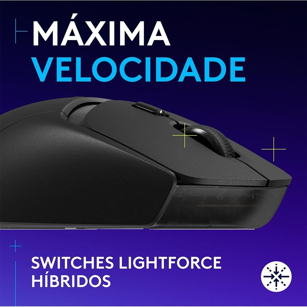 Mouse Gamer sem fio ( Balão.info) G309 ( Balão.info) com Switches LIGHTFORCE, Sensor HERO 25K, 6 botões programáveis, Preto - 910-( Balão.info - foto 2