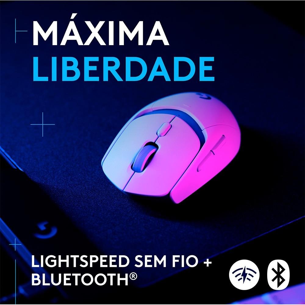 Mouse Gamer sem fio Logitech G309 LIGHTSPEED com Switches LIGHTFORCE, Sensor HERO 25K, 6 botões programáveis, Branco - 910-007206 - view 5