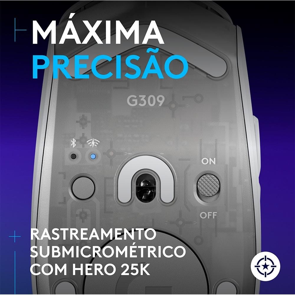 Mouse Gamer sem fio ( Balão.info) G309 ( Balão.info) com Switches LIGHTFORCE, Sensor HERO 25K, 6 botões programáveis, Branco - 910-( Balão.info - foto 4