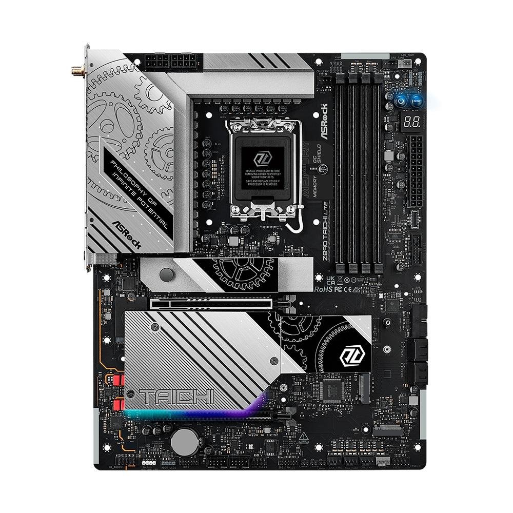 Imagem 2 de 5 do produto Placa-Mãe ASRock Z890 Taichi Lite, Intel LGA1851, ATX, DDR5, Suporta Bluetooth 5.4, Preto - 90-MXBPQ0-A0UAYZ