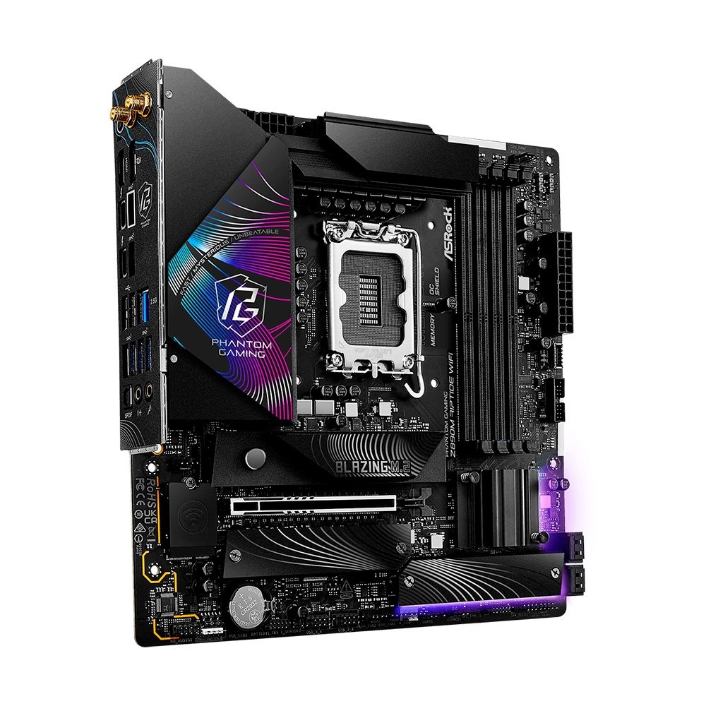 Placa-Mãe ASRock Z890M Riptide, Intel, LGA 1851, Micro ATX, WiFi, DDR5, Preto - 90-MXBPJ 7