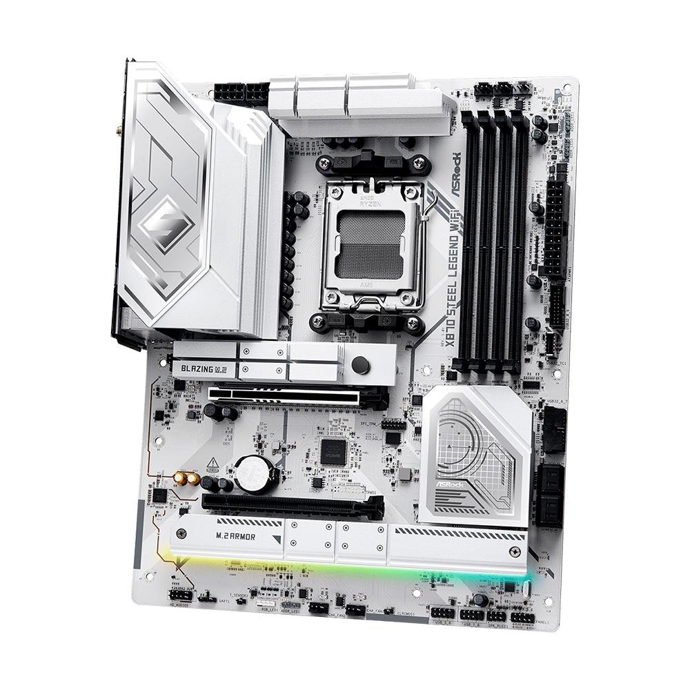 Placa-Mãe ASRock X870 Steel Legend, AMD, ATX, AM5, DDR5, WiFi, Branco - 90-MXBPQ0-A0UAYZ 8