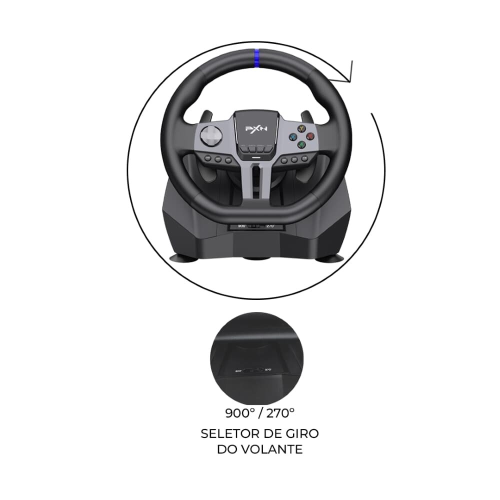 Volante Gamer PXN-V9 Para PS3, PS4, Xbox E PC, Com Vibração E Câmbio - view 8