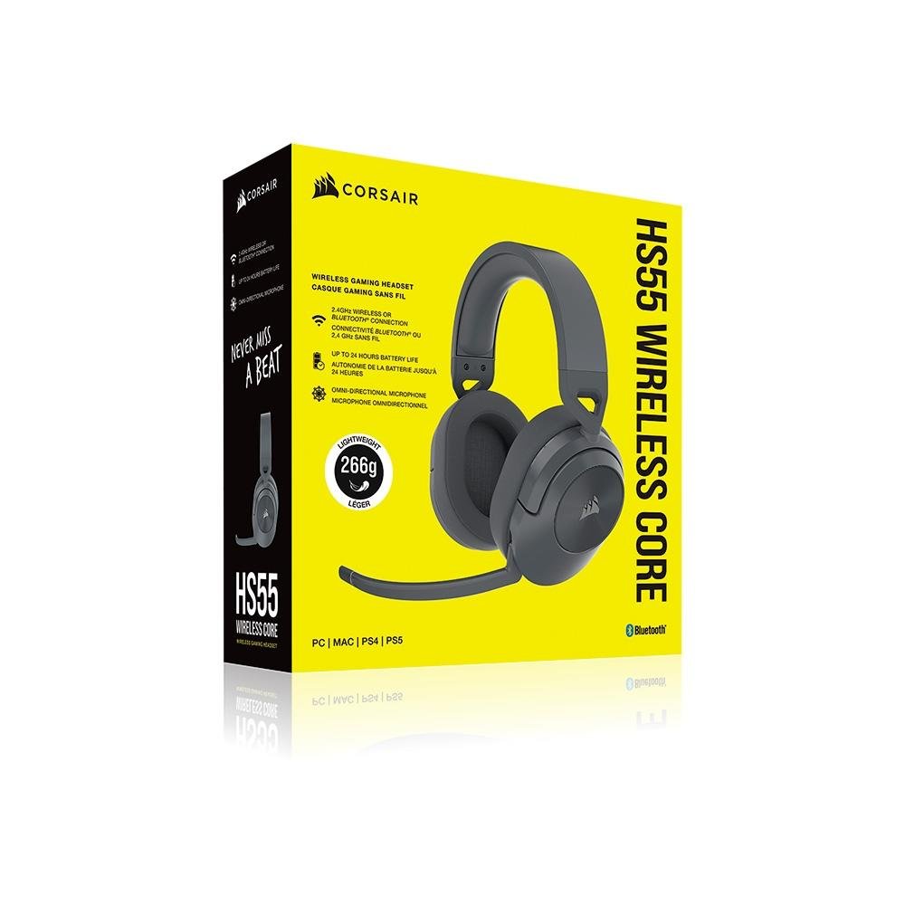 Imagem 6 de 6 do produto Headset Gamer sem Fio Corsair HS55 Wireless Core, 2.4GHz, Bluetooth, Preto - CA-9011291-NA