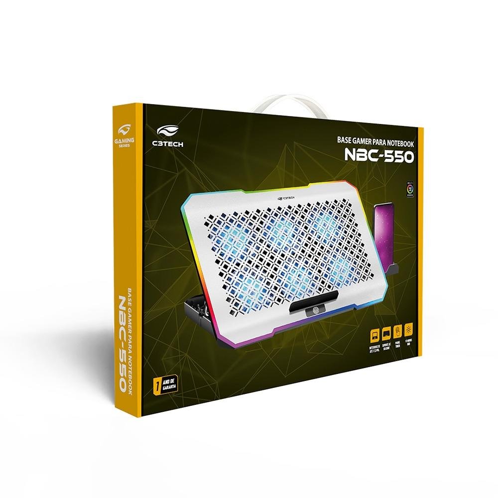 "Base Para Notebook 15,6"" Gamer C3Tech, LED RGB, Prata - NBC-550SI" - view 4
