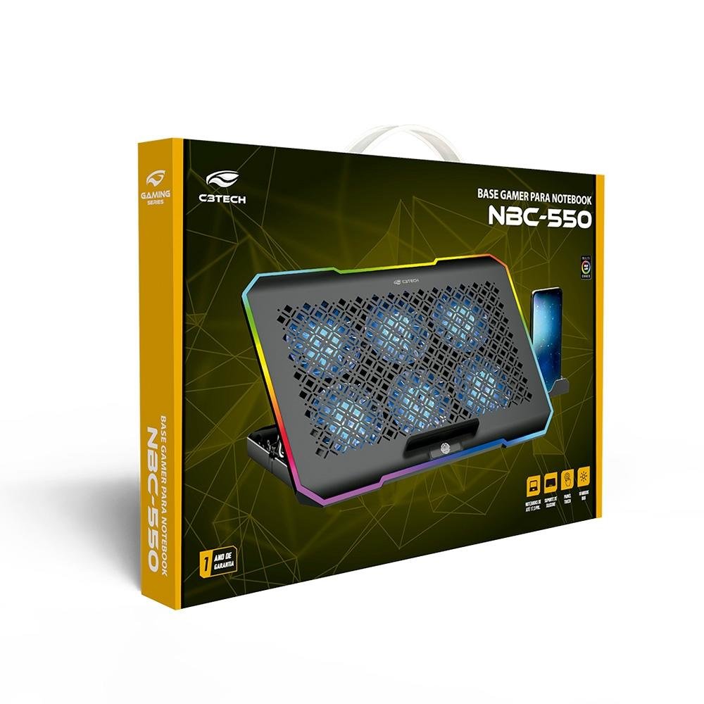 "Base Para Notebook 15,6"" Gamer C3Tech, LED RGB, Preto - NBC-550BK" - view 4