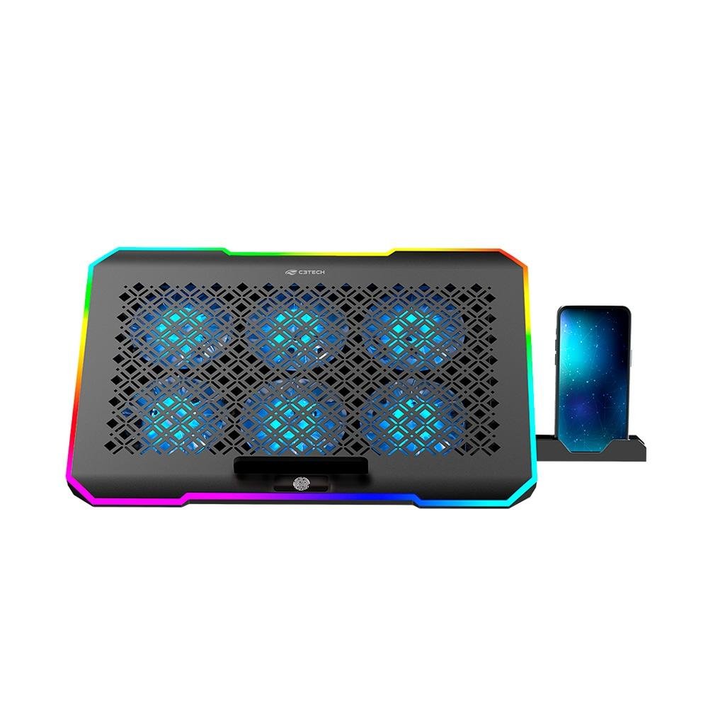 "Base Para Notebook 15,6"" Gamer C3Tech, LED RGB, Preto - NBC-550BK" - view 2