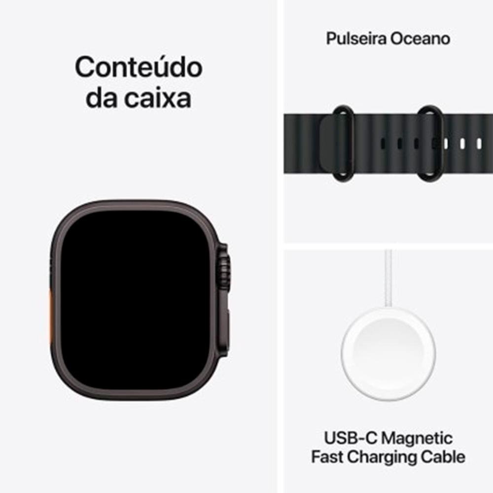 Apple Watch Ultra 2 GPS + Cellular, Caixa Preta de Titânio de 49 mm, Pulseira Oceano Preta - MX4P3BE/A - view 9