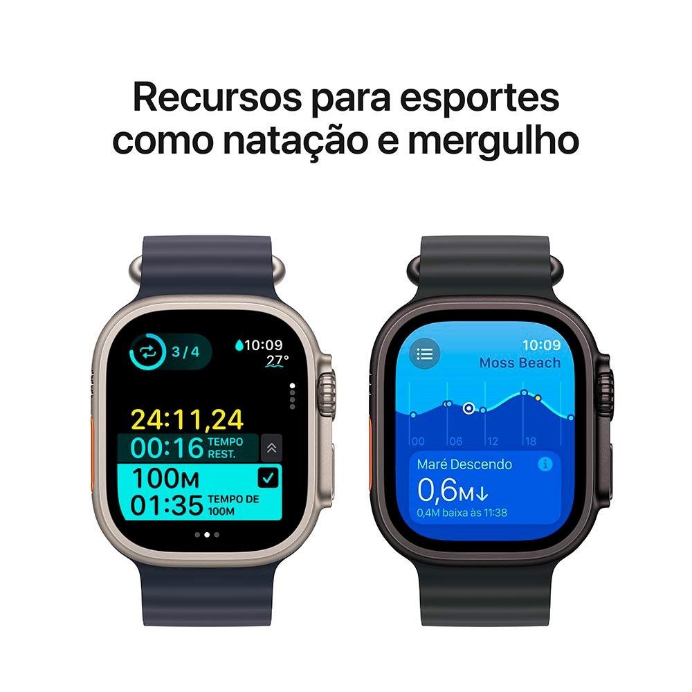 Apple Watch Ultra 2 GPS + Cellular, Caixa Preta de Titânio de 49 mm, Pulseira Loop Alpina Verde Escura, Tamanho M - MX4R3BE/A - view 5
