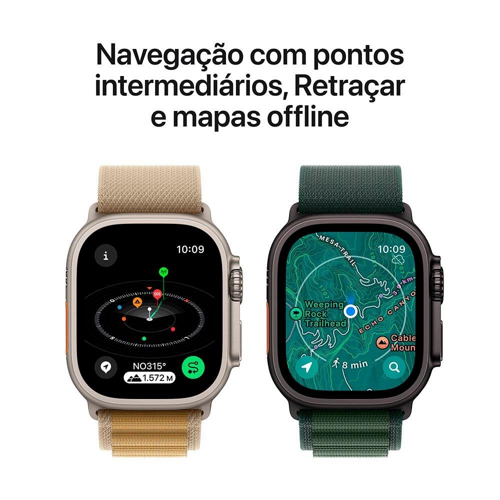 Apple Watch Ultra 2 GPS + Cellular, Caixa Preta de Titânio de 49 mm, Pulseira Loop Alpina Verde Escura, Tamanho M - MX4R3BE/A - view 6