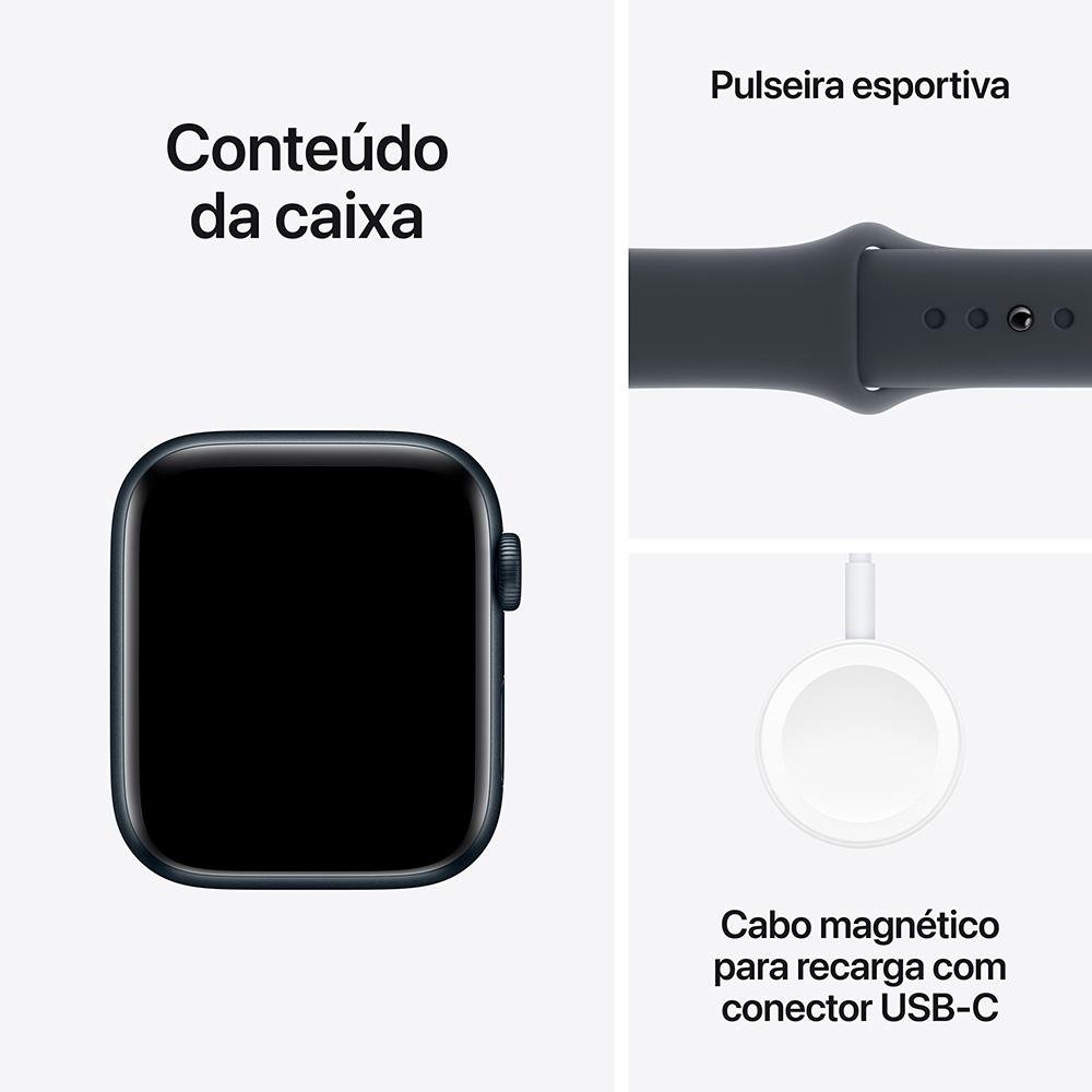 Apple Watch SE GPS, Caixa Meia-Noite de Alumínio de 44 mm, Pulseira Esportiva Meia-Noite, Tamanho M/G - MXEK3BE/A - view 7