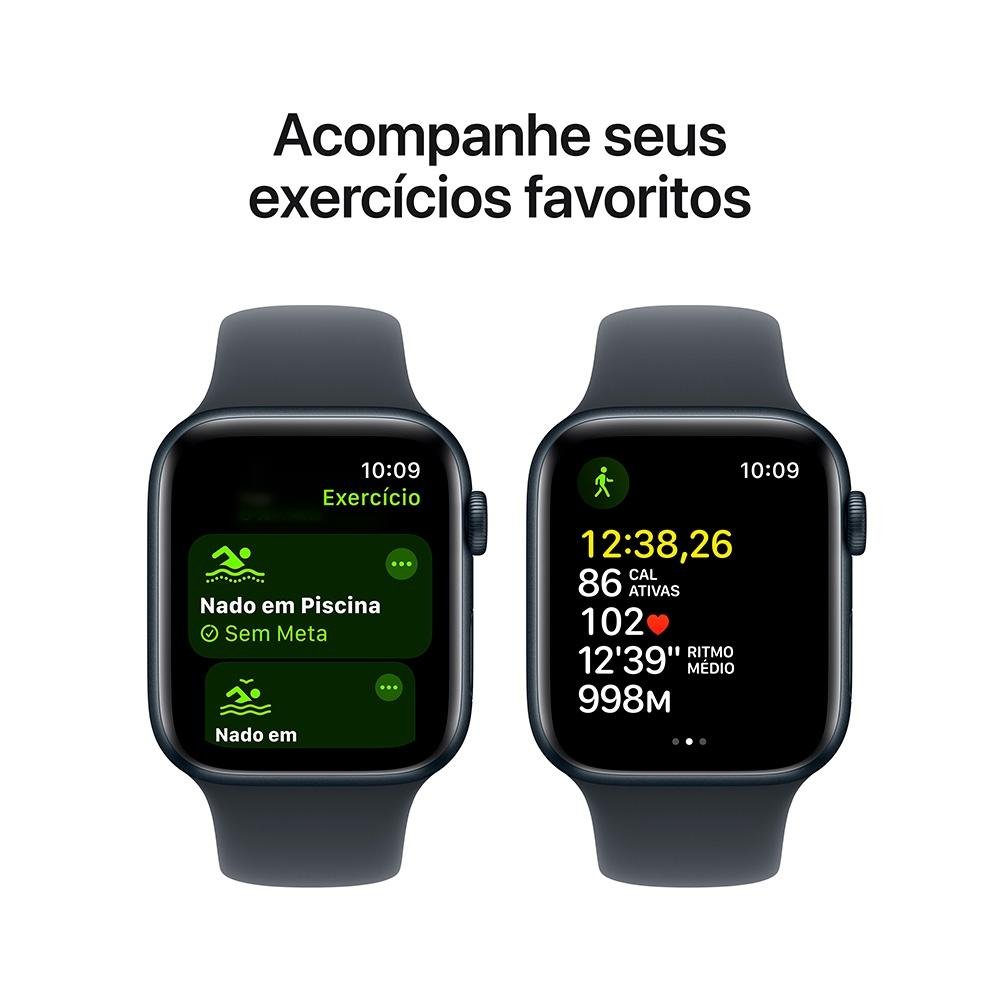 Apple Watch SE GPS, Caixa Meia-Noite de Alumínio de 44 mm, Pulseira Esportiva Meia-Noite, Tamanho M/G - MXEK3BE/A - view 6