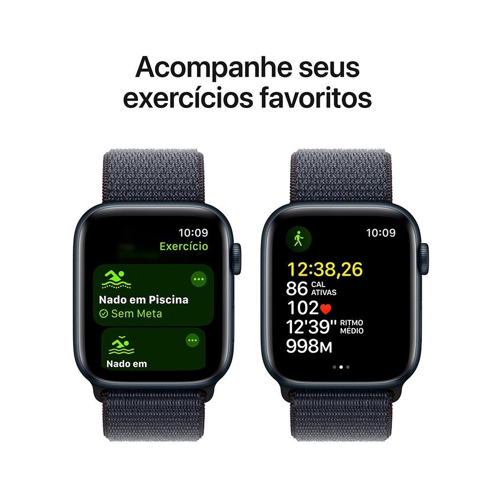 Apple Watch SE GPS, Caixa Meia-Noite de Alumínio de 44 mm, Pulseira Loop Esportiva Tinto - MXEP3BE/A - view 6