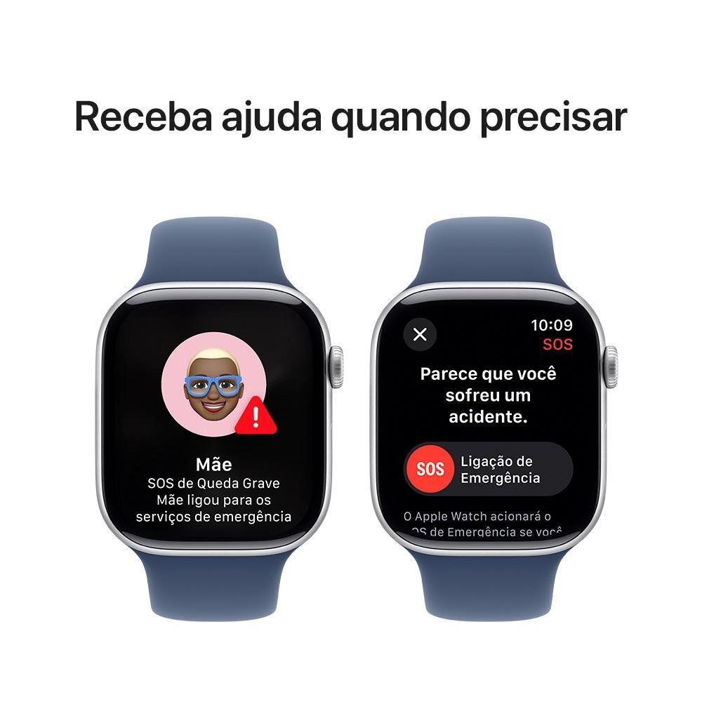 Apple Watch Series 10 GPS, Caixa Prateada de Alumínio de 46 mm, Pulseira Esportiva Denim, Tamanho M/G - MWWM3AM/A - view 6